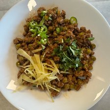 Matar Keema (Beef) in a bowl